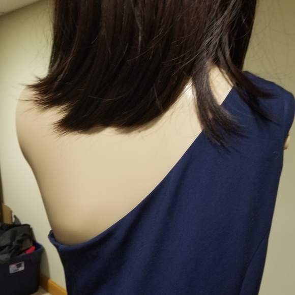 Vince Camuto Dress Gown One Shoulder Blue - Picture 5 of 6